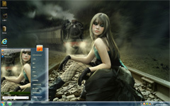 铁轨美女Win7电脑主题 唤醒旅途中的浪漫与自由